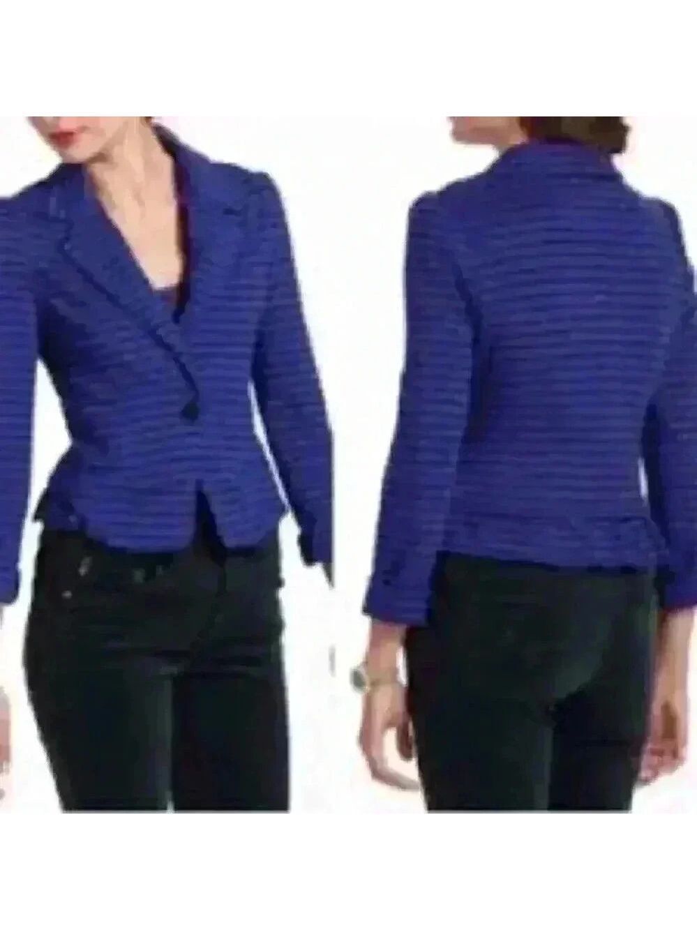 Anthropologie Purple Striped Button Front Casual Blazer XS Small